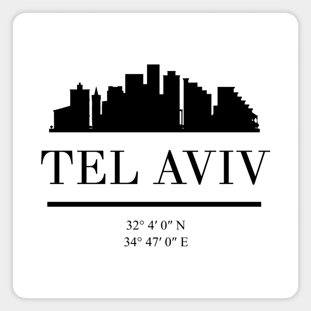 TEL AVIV ISRAEL BLACK SILHOUETTE SKYLINE ART Magnet by deificusArt